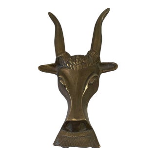 Vintage Brass Steer Bull Head Boot Jack Puller For Sale