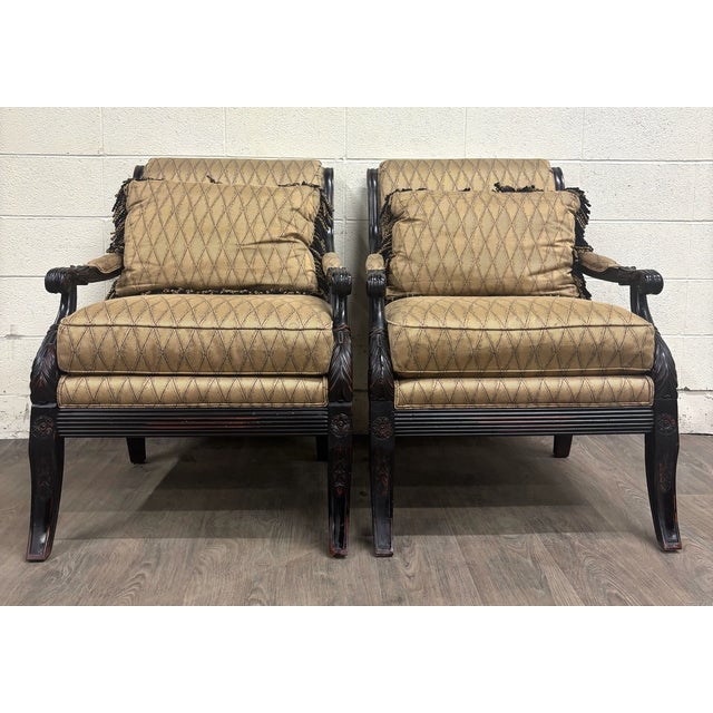 Late 20th Century Vintage c.r. Laine French Louis XVI Style Designer Accent Chairs - Pair For Sale - Image 5 of 17