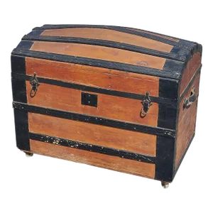 Early American Dome Top Pine and Metal Blanket Trunk, Circa 1900s