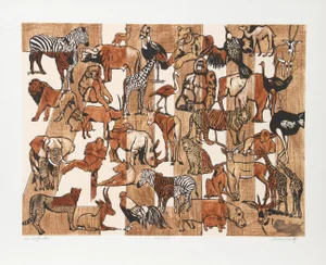 Caroline Schultz, Zoo Composition, Lithograph