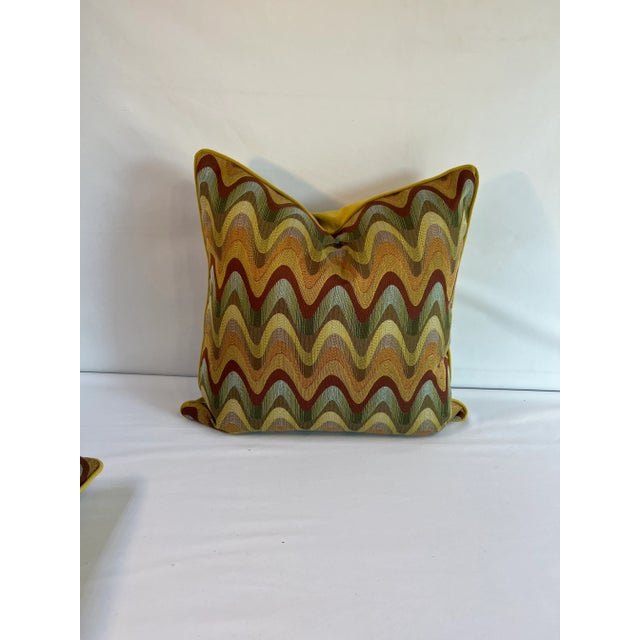 Mid-Century Modern Early 21st Century Retro Waves Pillows- a Pair For Sale - Image 3 of 4