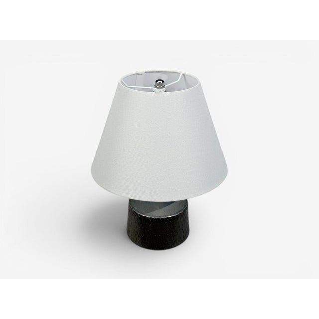 1960s Swedish Modern, Small Table Lamp, Blue Ceramic, Sweden For Sale - Image 4 of 11