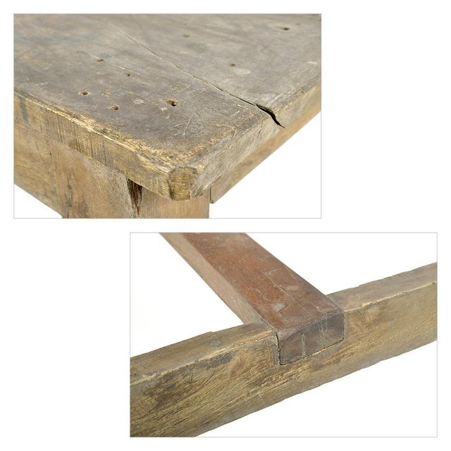 Long Antique Solid Wood Table For Sale - Image 5 of 7