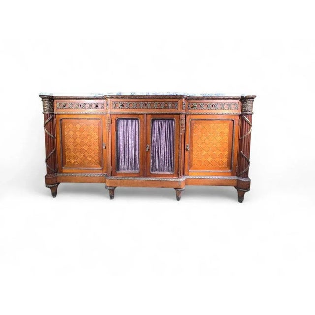 A superb Belle Époque-style breakfast buffet, crafted around 1900 in solid mahogany and adorned with finely crafted gilt...