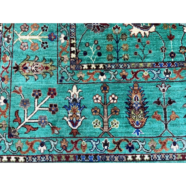 Textile Turquoise Sultani Persian-Inspired Floral Rug, 5'8" X 8'2" For Sale - Image 7 of 14