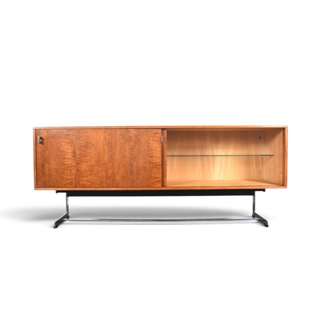 Late 20th Century Rare Richard Round Space Age Credenza in Teak + Chrome, Attributed For Sale - Image 11 of 15