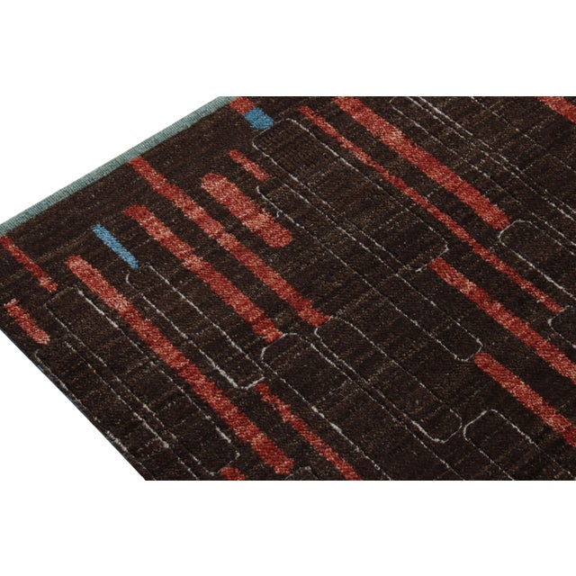 Rug & Kilim Hand-Knotted Modern Rug in Brown, Red and Blue Pattern by Rug & Kilim For Sale - Image 4 of 5