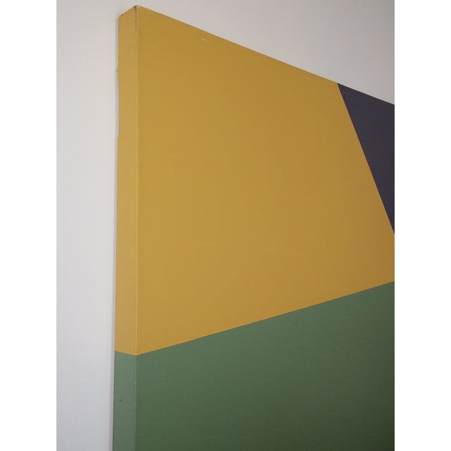 1990s Original Murry Handler Hard-Edge Abstract Painting 60x60" Oil / Canvas, Large-Scale Square, Multicolor Modern Art For Sale - Image 9 of 10