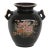 Japanese Porcelain Small Handled Vase Black With Gold Trim Floral Motif 5022b For Sale