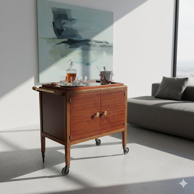 Art Deco Rolling Serving Cart with Removable Tray, 1930 For Sale - Image 18 of 18