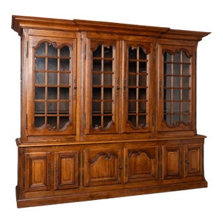 Large 20th Century French Oak Bookcase Display Cabinet For Sale