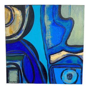 Acrylic on Canvas Abstract 14"By 14 Titled La Rivière the River Signed