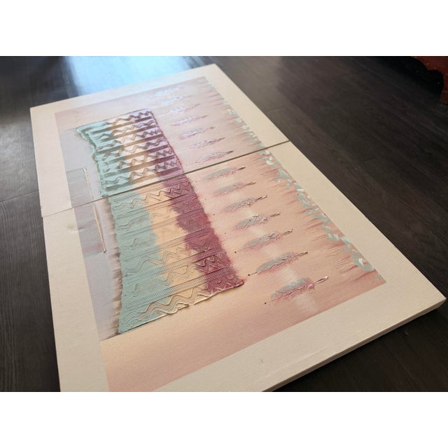 Stunning 1970s mid-century modern abstract diptych set by Lee Reynolds (Vanguard Studios). Worth way more than I'm selling...