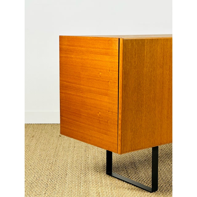 Wood Scandinavian Teak Sideboard with Metal Sled-Style Legs, 1960 For Sale - Image 7 of 15