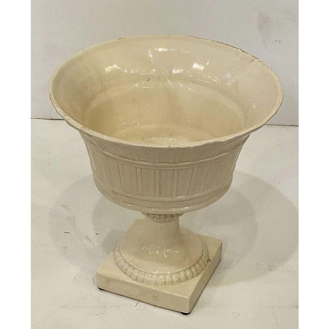 Italian Creamware Pedestal Bowl With Rose Topiary Top For Sale - Image 10 of 12