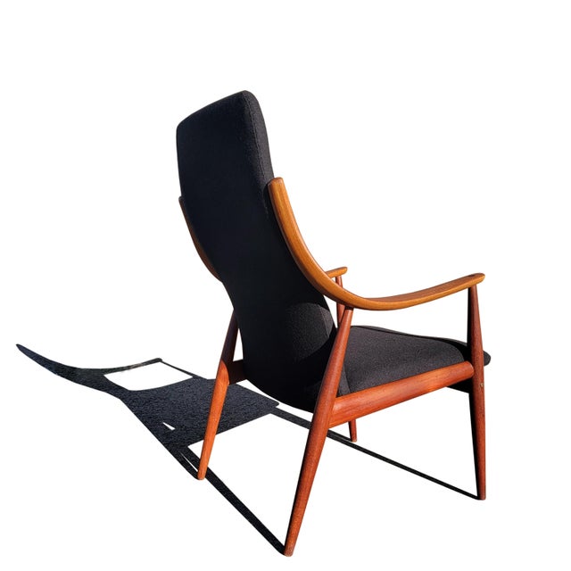 Wood Danish Mid-Century Modern Peter Hvidt & Orla Mølgaard Nielsen High Back Lounge Chair For Sale - Image 7 of 12