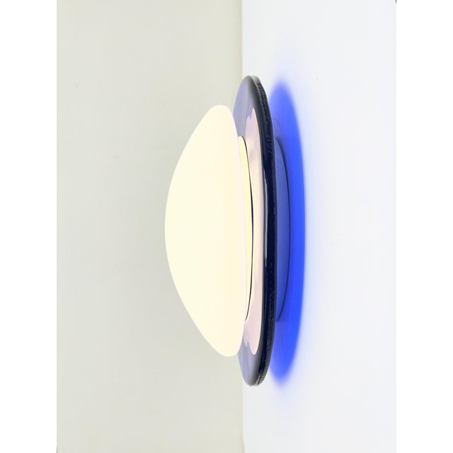 Italian Blue and White Round Vetri Murano Wall Light, 1980s For Sale - Image 9 of 15
