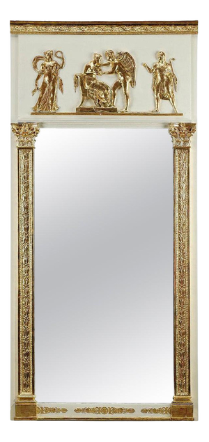 Empire Wood and Gilded Stucco Overmantel Mirror, 1810s