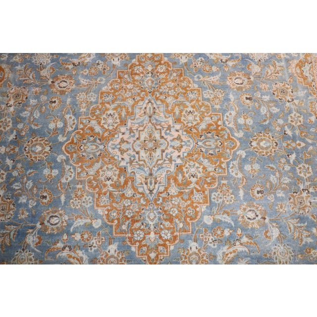 Blue Vintage Persian Kashan - 8'8" x 12'3" For Sale - Image 8 of 11