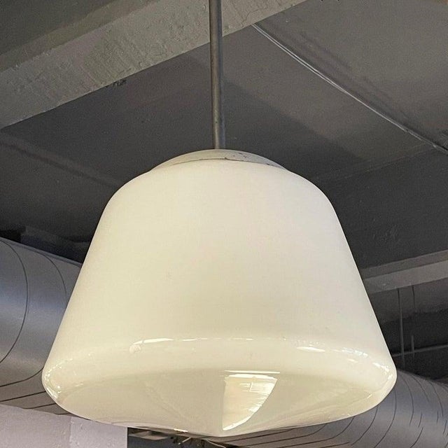 White 1960s Large Conical Milk Glass Library Pendant Light For Sale - Image 8 of 8