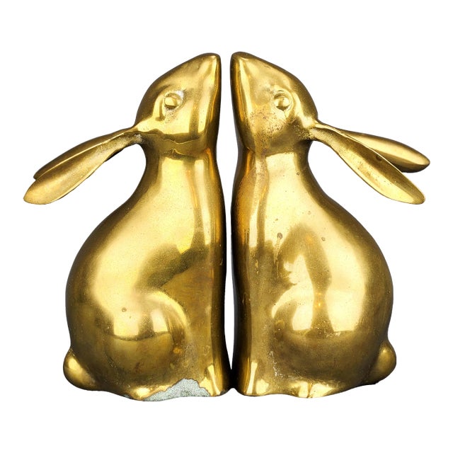 Mid 20th Century Brass Rabbit Bookends - a Pair For Sale