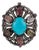 Ornate Turquoise Carved Tourmaline Diamond Statement 925 Silver Pendant For Sale