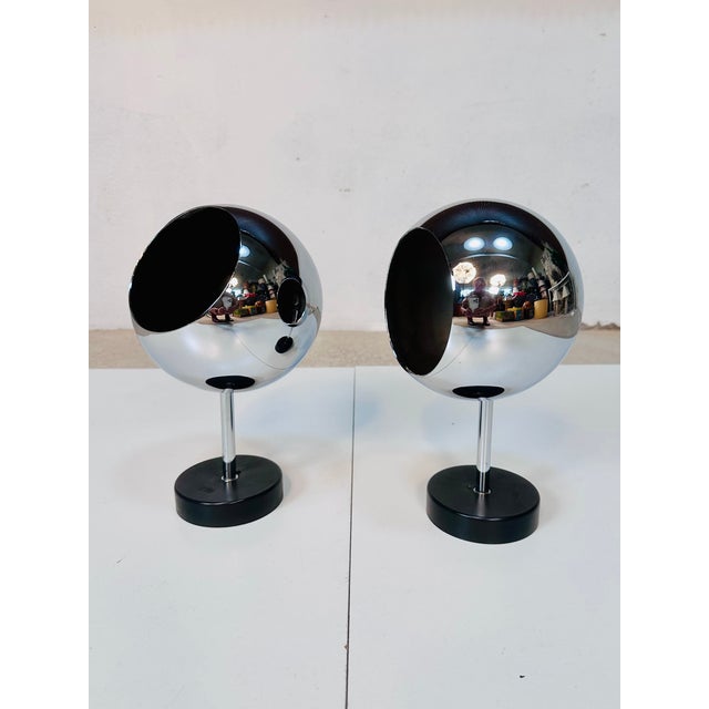 This pair of chrome-plated globe lights from Staff Lighting dates back to the 1970s. The lights are suitable for ceiling...
