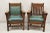 Antique Mission Oak Arts & Crafts Stickley JM Young Style Lounge Arm Chairs Green - Pair. Item features mortise and tenon...