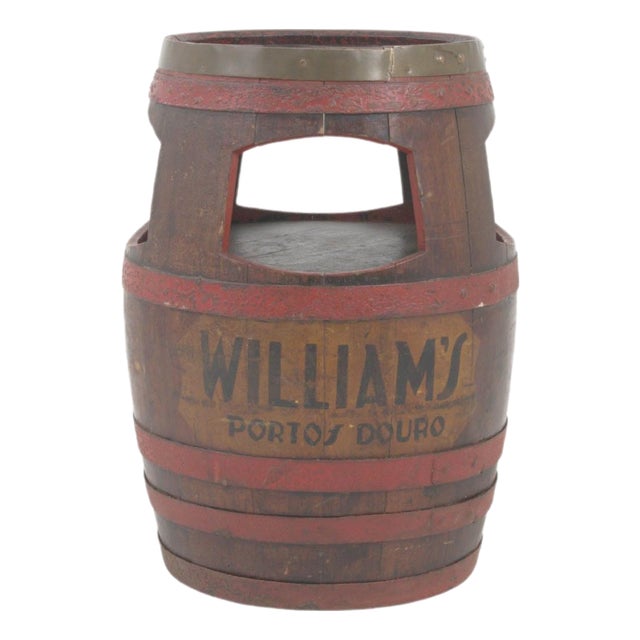 20th Century Portuguese Wooden Barrel Side Table For Sale