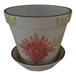 Contemporary Crate and Barrel Hand-Painted Cachepot Portugal