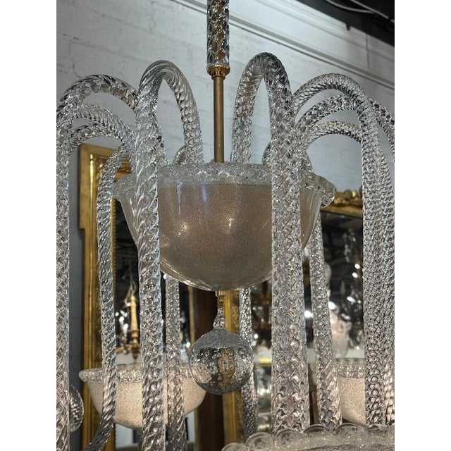 Modern Murano Glass 6 Arm Chandelier For Sale - Image 3 of 9