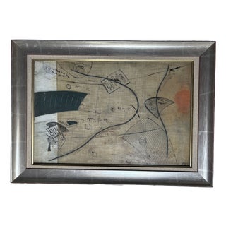 Abstract Modernist Composition, 1980s, Mixed Media Artwork, Framed For Sale