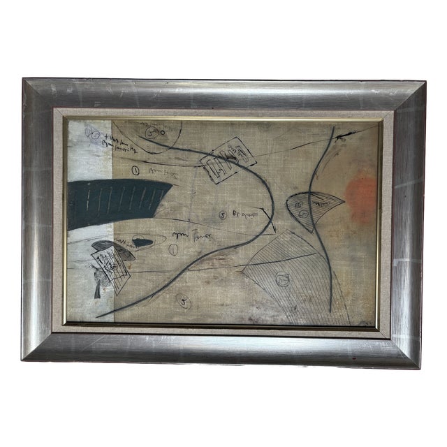 Abstract Modernist Composition, 1980s, Mixed Media Artwork, Framed For Sale