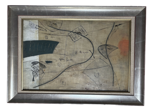 Abstract Modernist Composition, 1980s, Mixed Media Artwork, Framed