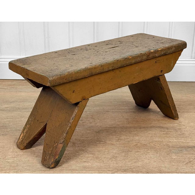 Farmhouse Antique Primitive Farmhouse Milking Foot Stool For Sale - Image 3 of 8