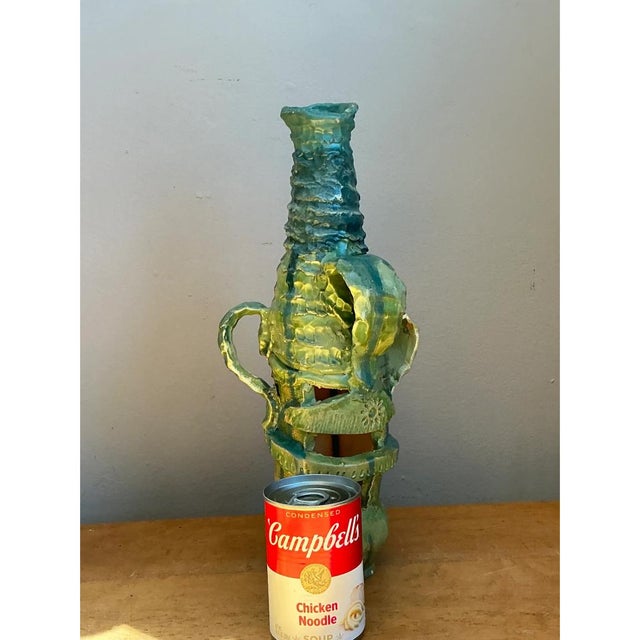 Vintage Abstract Glazed Cutout Ceramic Vase For Sale - Image 9 of 12