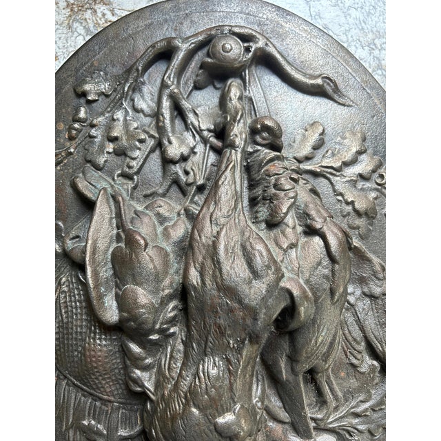 French Country Stunning Black Forest French Cast Iron Hunt Trophy Plaque 17 1/4" X 12 3/4" For Sale - Image 3 of 9