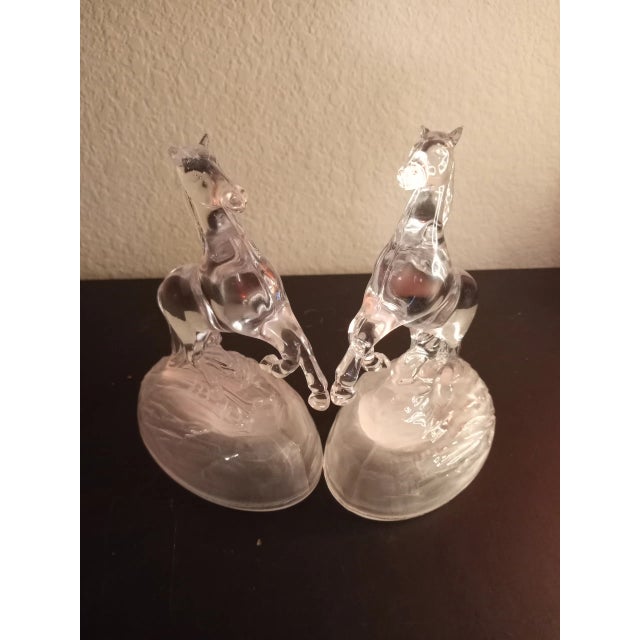 Contemporary 1980s Clear Art Glass Horse Sculptures - Set of 2 For Sale - Image 3 of 7