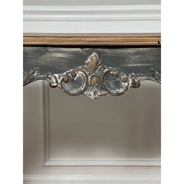 19th Century French Louis XV Style Paint Decorated Table in a Distressed Finish For Sale - Image 12 of 15