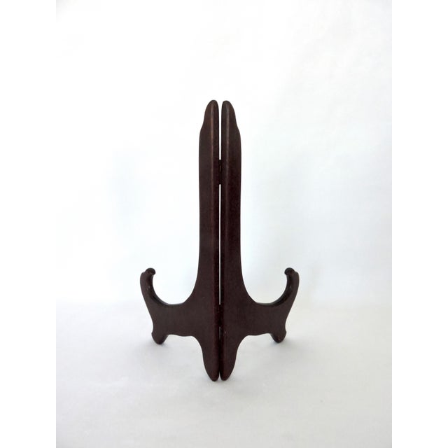 Vintage Chinese Dark Brown Rosewood Folding Plate Display Stand 12-15" For Sale - Image 4 of 6