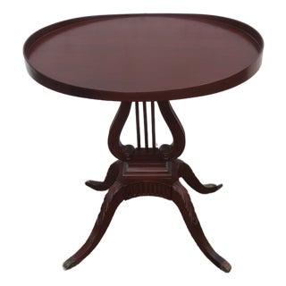Mahogany Oval Harp Design Claw Feet Side End Table 6229 For Sale