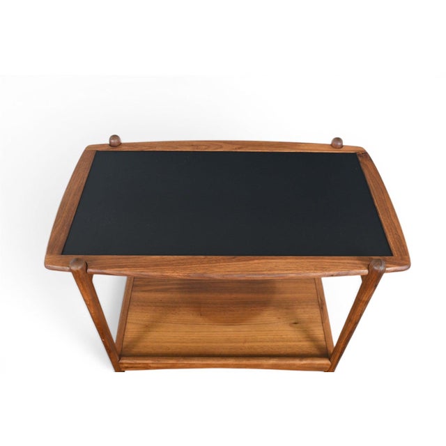 Mid 20th Century Danish Modern Bar Cart in Walnut + Black Laminate For Sale In San Francisco - Image 6 of 6