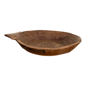 Rustic Honey Brown Carved Bowl