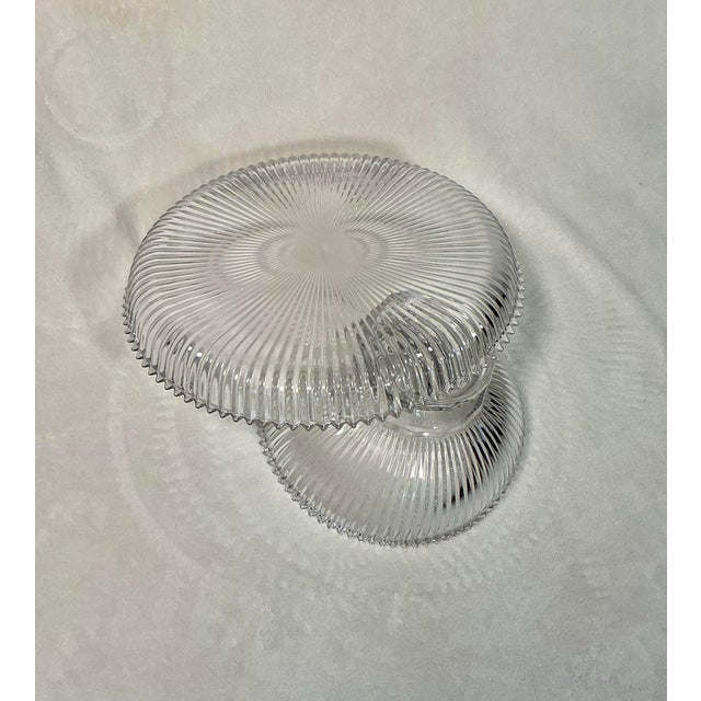 Mid 20th Century Vintage Ribbed Glassware Footed Bowl and Matching Underplate, Circa 1930s to the 1960s For Sale - Image 5 of 12