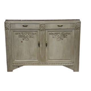 Art Deco Sideboard in Walnut, Oak and Marble Top For Sale