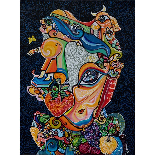 This is a one-of-a-kind original cubist painting by San Diego artist, Alexander Arshansky. Its dimensions are 24" x 18" x...