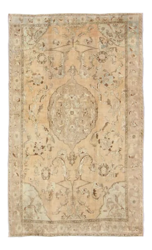 Oushak Rug Vintage From Turkey With Floral Design