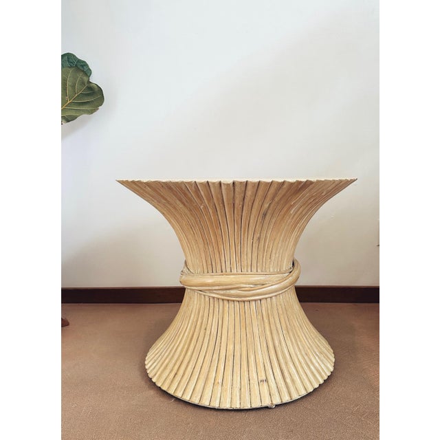 1970s 'Sheaf of Wheat' Stacked Rattan End Table Attributed to McGuire For Sale In San Francisco - Image 6 of 11