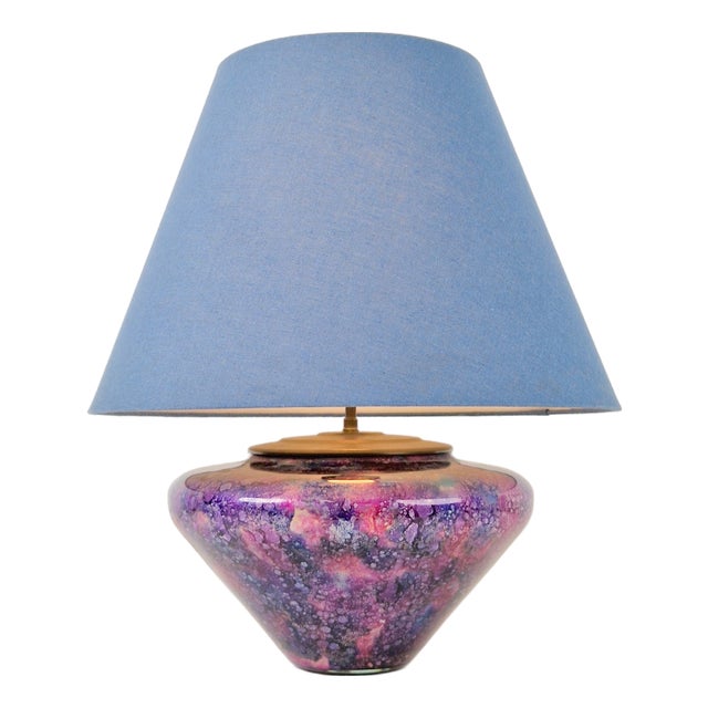 Vintage French Glass Table Lamp from Laque Line, 1970s For Sale