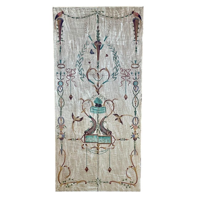 French Late 20th-C. Neo-Classical Style Painted Panels / Screen Att. Maitland-Smit - 2 Pair For Sale - Image 3 of 7